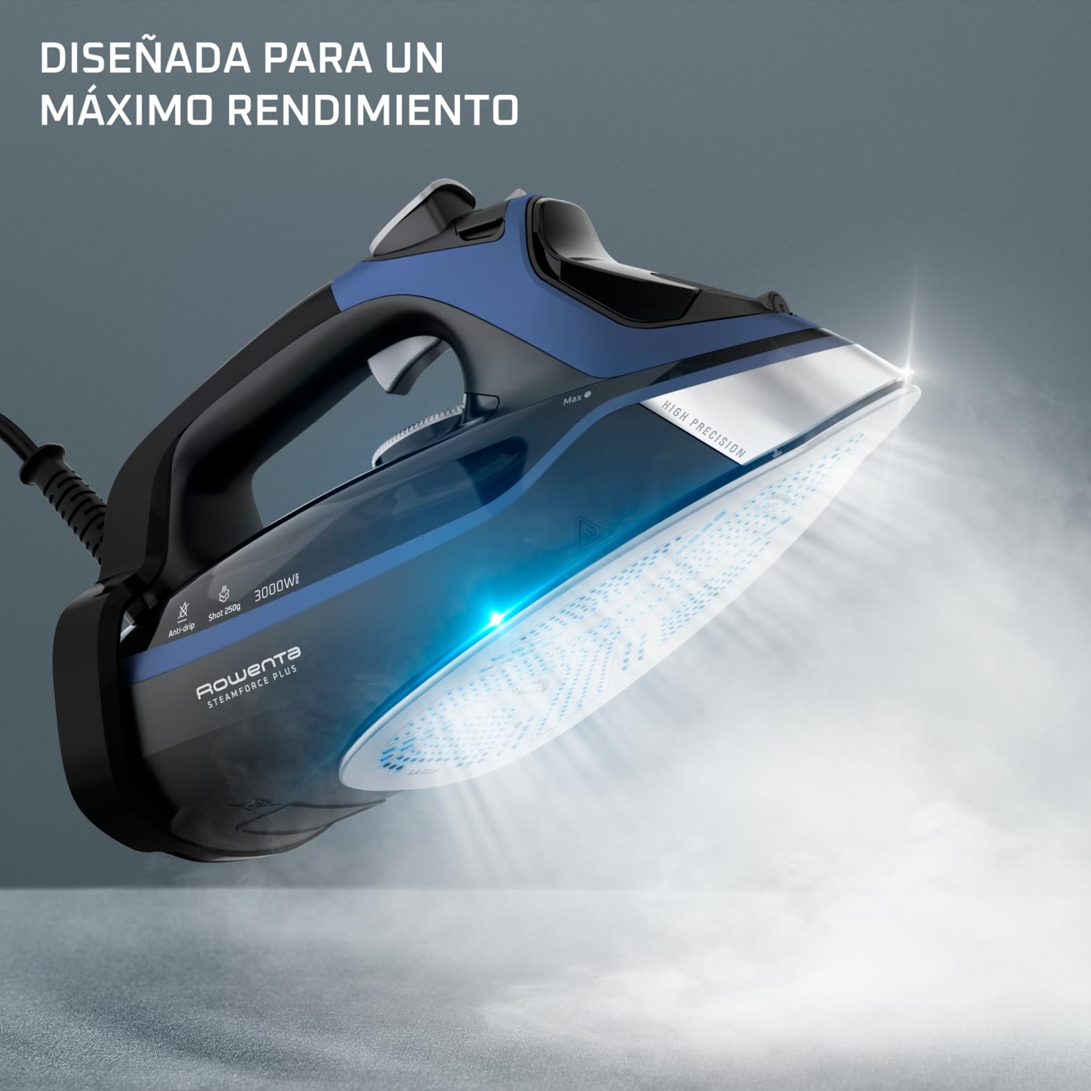 Rowenta SteamForce - Plancha de vapor 3000W, de 250 g/min y constante de 45 g/min, suela Microsteam400, acabado de acero inoxidable, sistema antigoteo, apagado automático, DW9411 (Reacondicionado)
