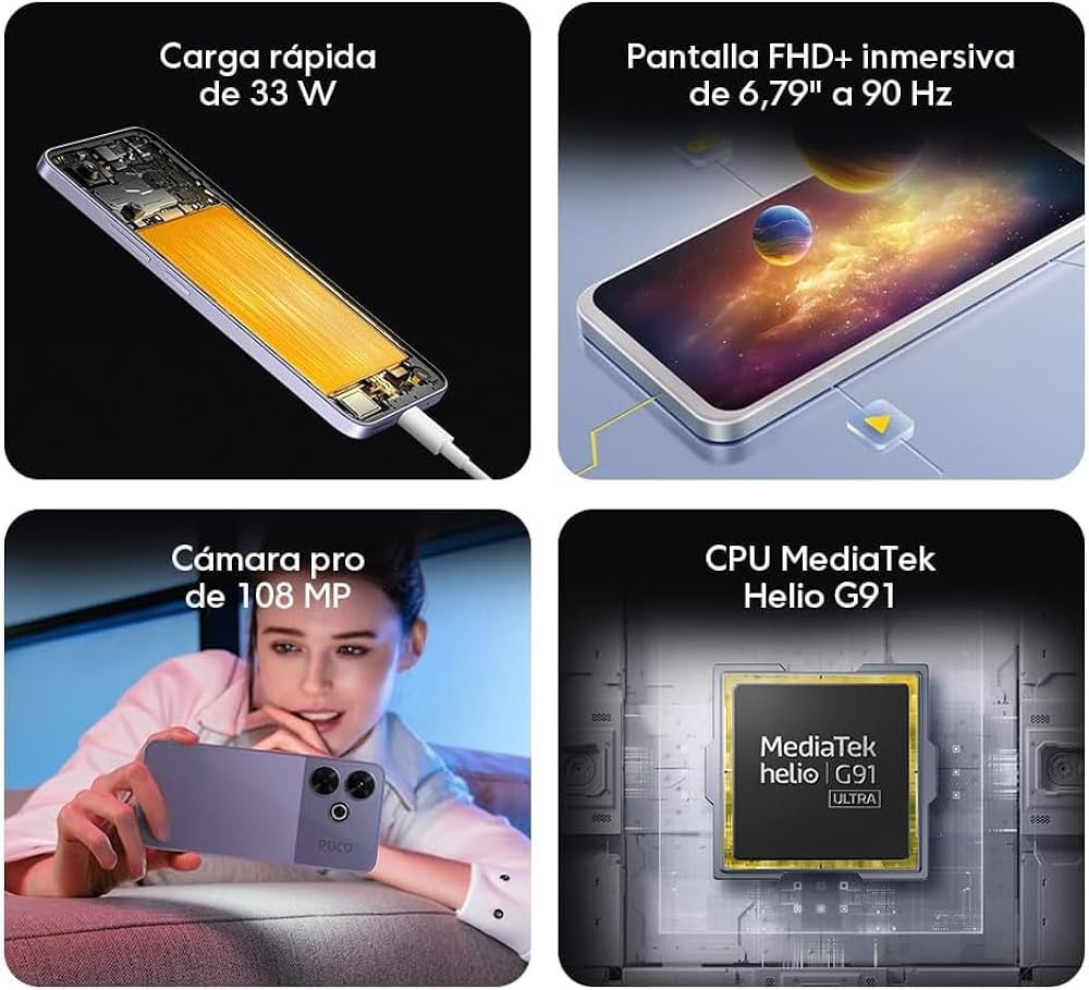 Xiaomi Poco M6 4G 128GB/6GB RAM Dual SIM Purple: Amazon.co