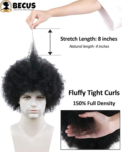 Miniatura 10 de BECUS Juego de 5 pelucas afro para hombre, peluca de discoteca de los años 70 y 80 para hombres, fiesta de Halloween, pelucas cortas para niños,