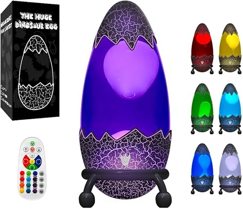Lámpara de movimiento líquido con diseño de huevo de dinosaurio agrietado, luz nocturna retro para dormitorio, 17 modos de cambio de color, luz de