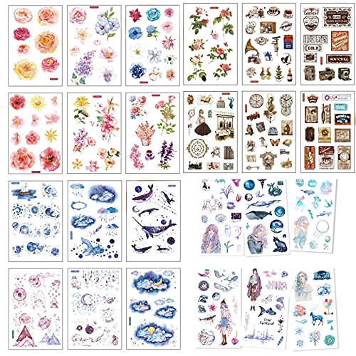 Agwut 48 Sheets Watercolor Fantasy Scrapbook Washi Paper Stickers Set For Junk Journal, Scrapbooking Planner, Notebook, Diy Arts Crafts #TOP2
