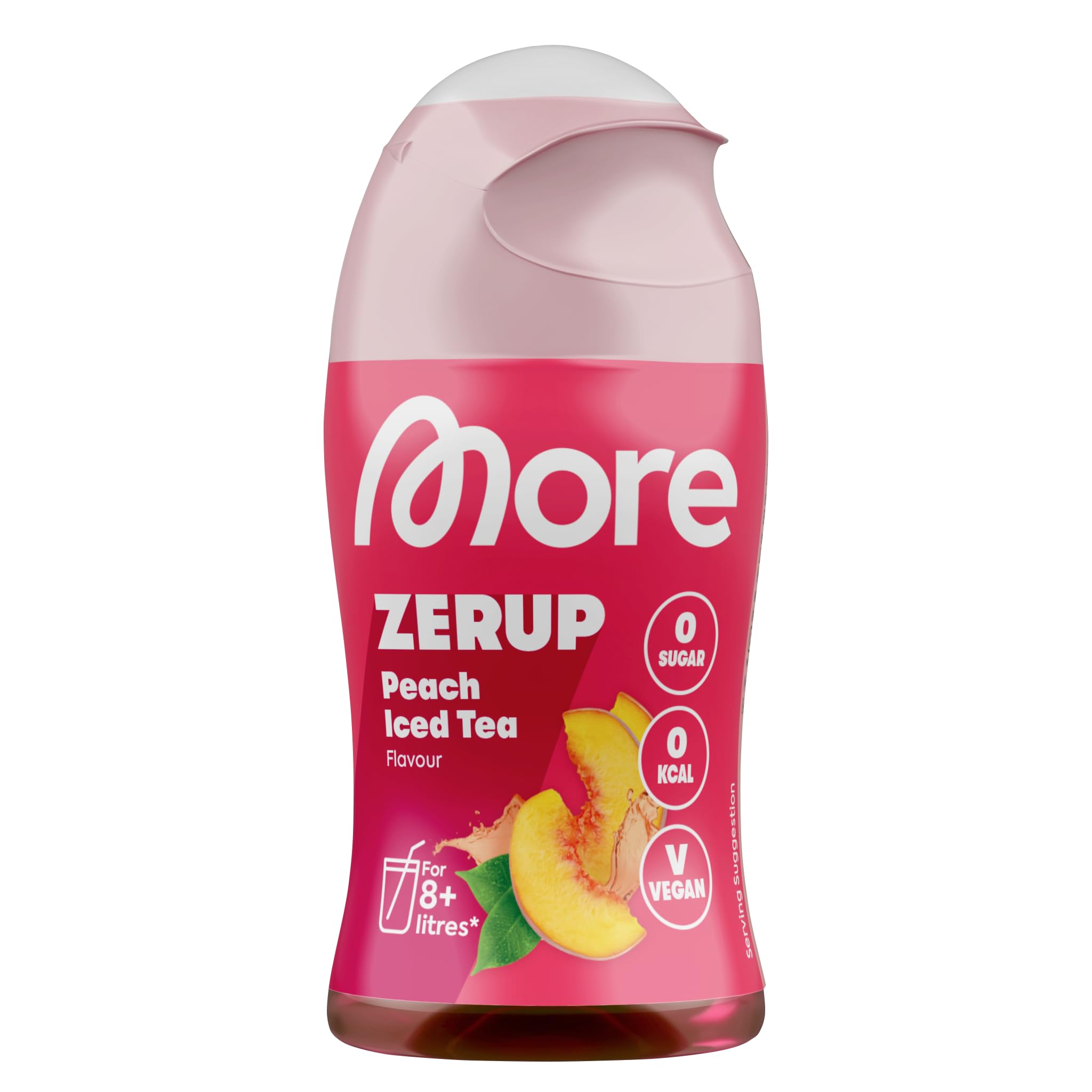 MORE NUTRITION Zerup, Peach Iced Tea, 65 ml, for up to 8 litres of ready-to-drink drink, sugar-free syrup with real fruit extracts, vegan, zero calories, made in Germany