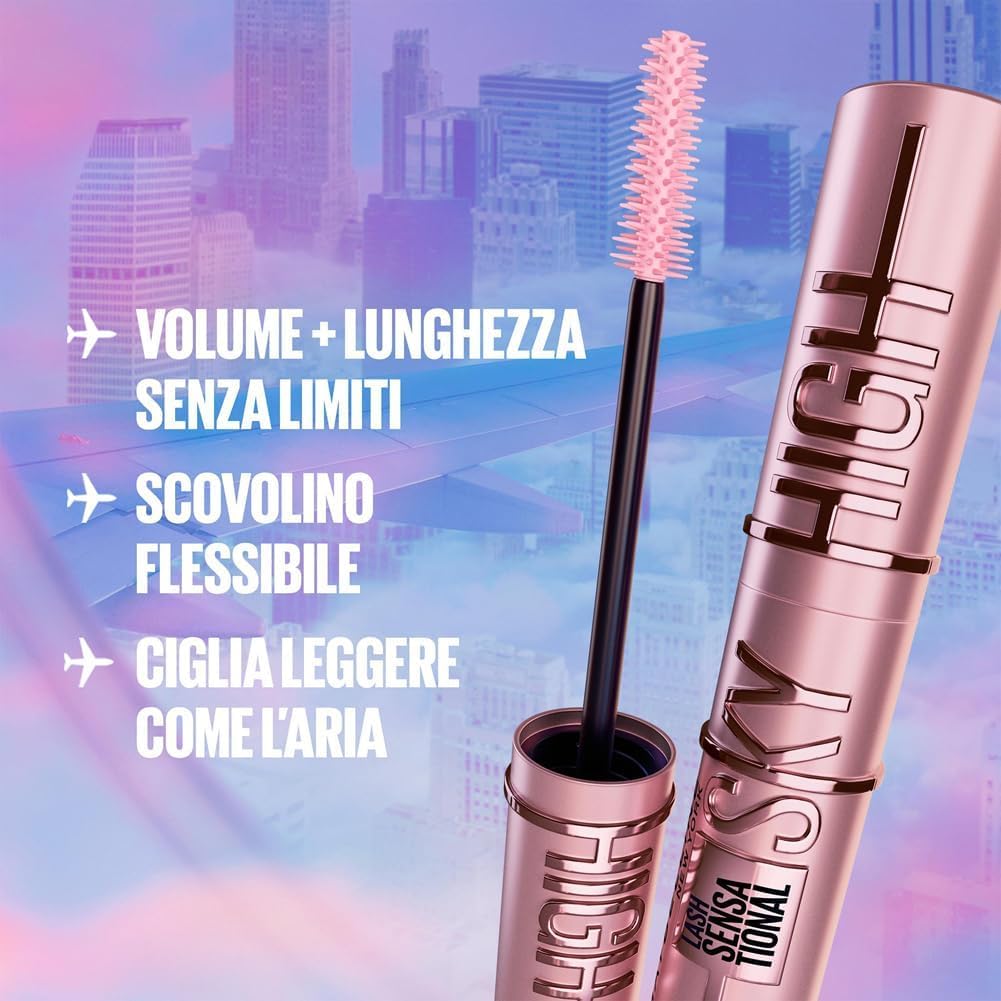 Maybelline New York Set Make Up Occhi e Labbra: Mascara Lash Sensational Sky High, Matita Labbra Lifter Liner, Lucidalabbra Lifter Gloss