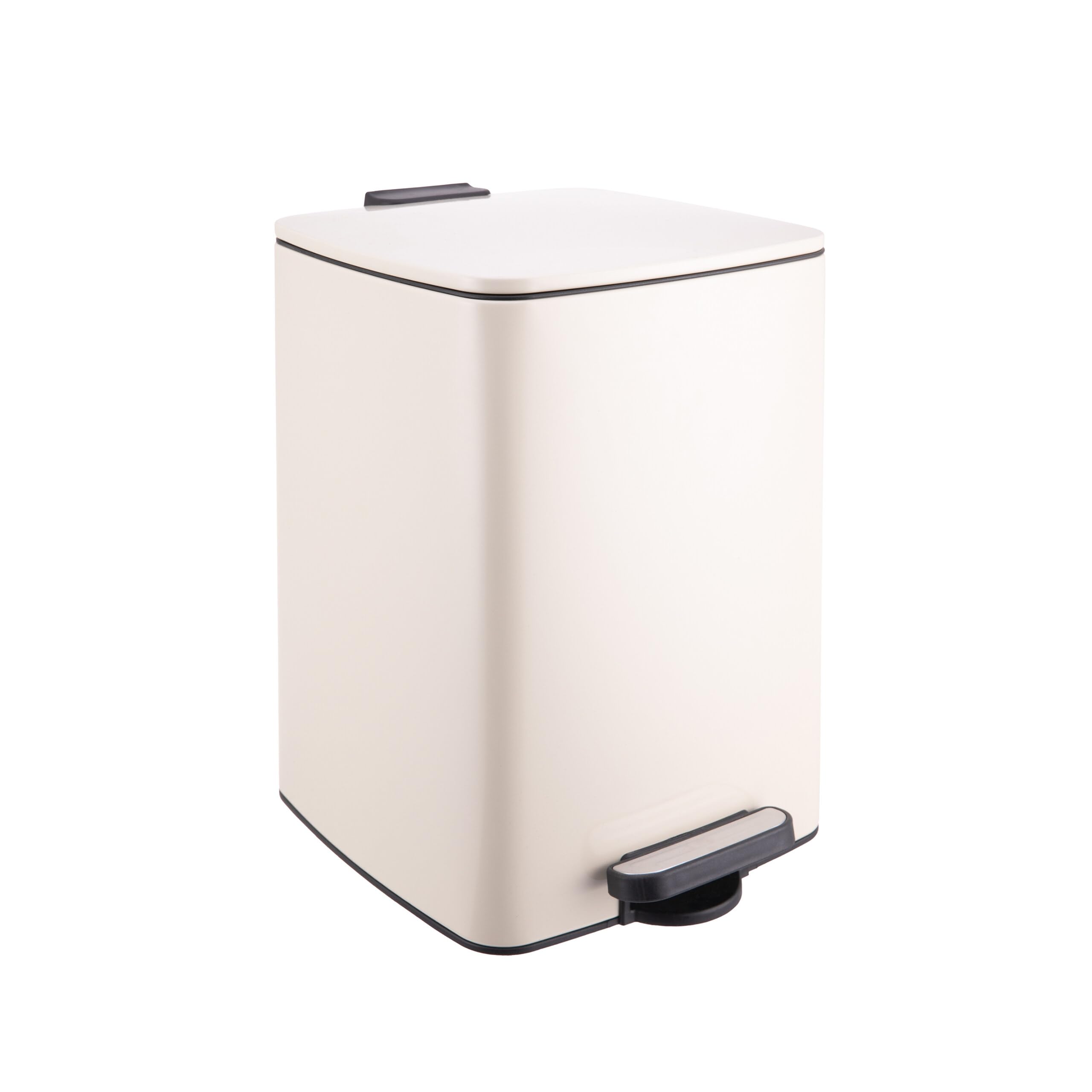 Relaxdays Cubo de Basura Cocina 20 L con Cierre amortiguado, Interior extraíble, Metal Mate, Pedal Rectangular, Beige 40