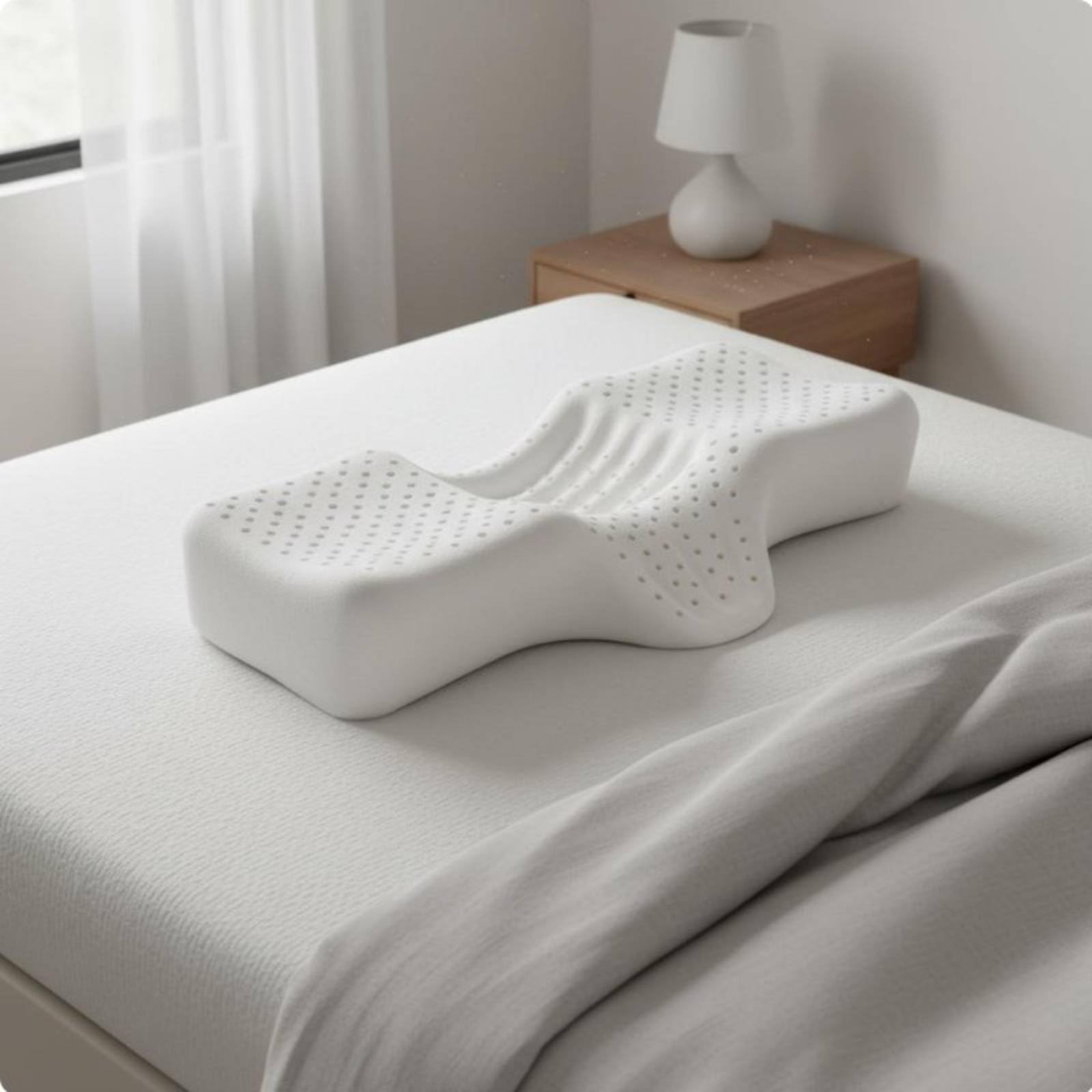 Qianly Almohada Cervical Látex Diseño Ergonómico Almohada Caucho Antiácaros, Protector De Cuello, Modelo Más Bajo Recomendado para Mujeres, Hombres Delgados, Estudiantes De Secundaria