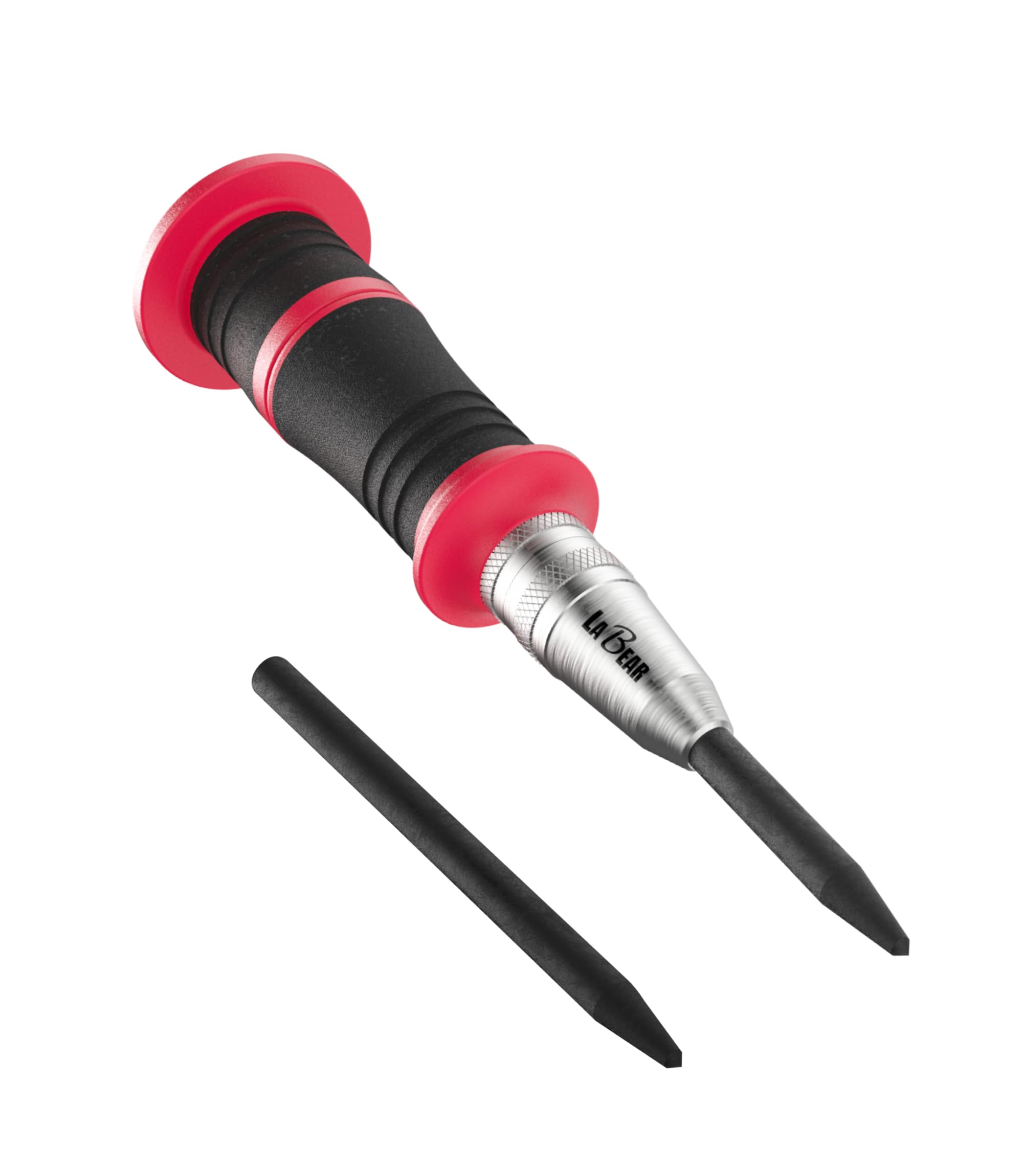 LABEAR- 6-Inch Automatic Center Hole Punch with Adjustable One-Handed Spring Impact, Chrome-Plated Shank, and Premium S2 Steel Tip