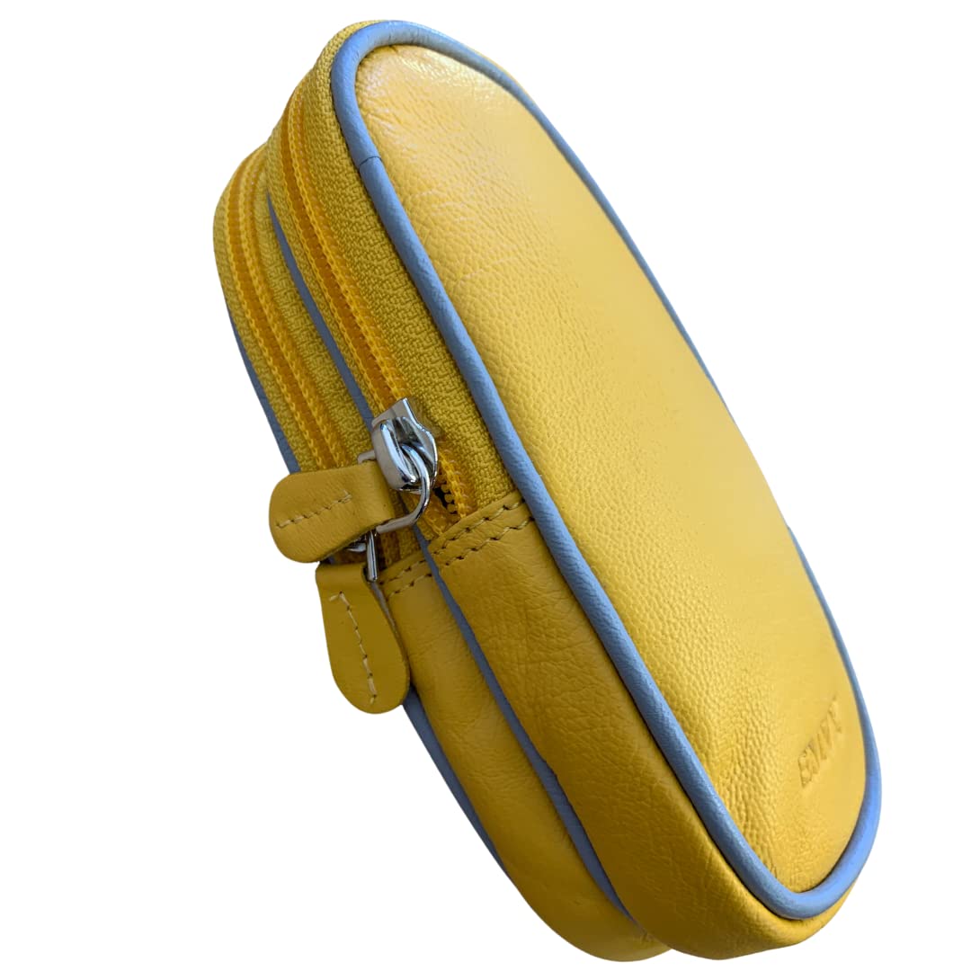 Love Emvy Unisex Yellow/Grey Soft Leather Double Glasses Case