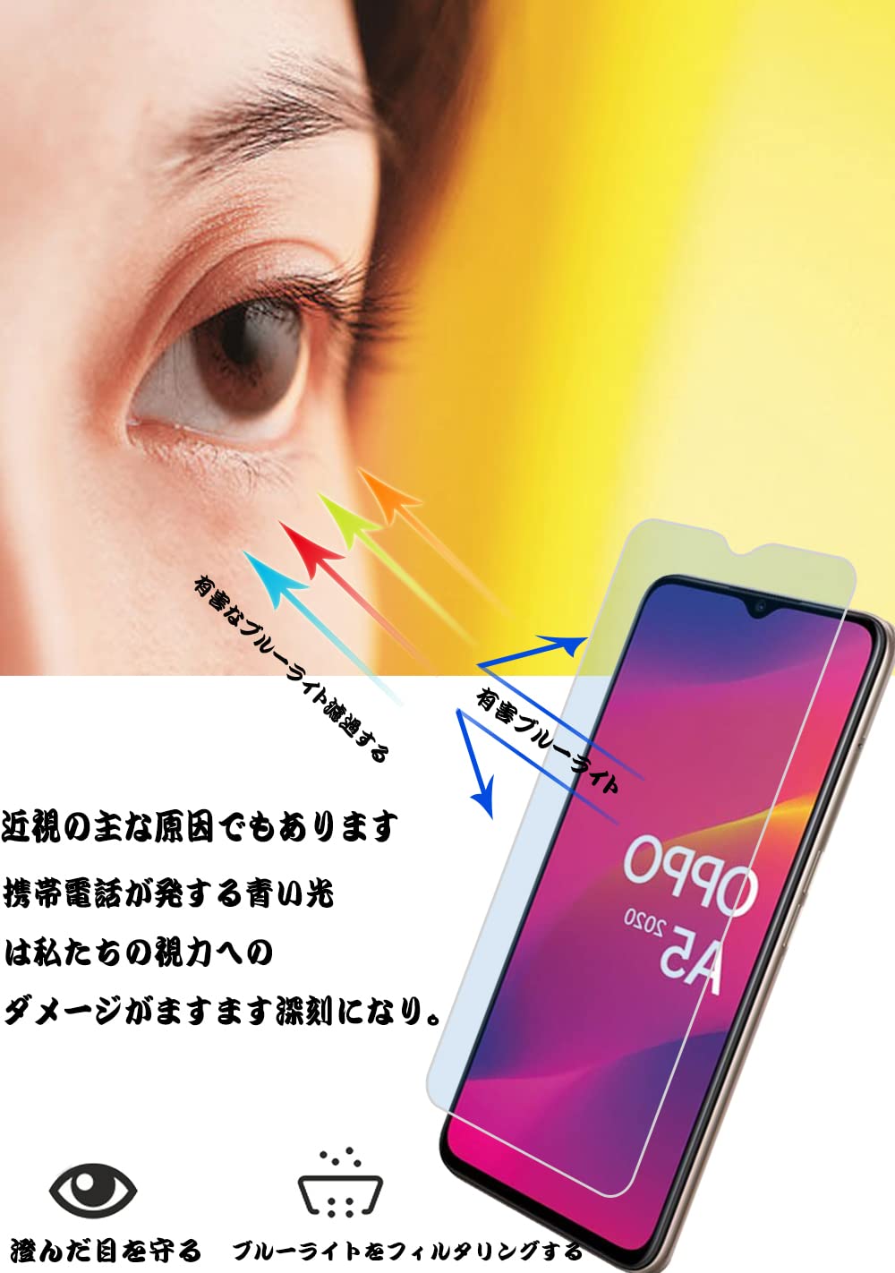 Amazon.co.jp: 【ブルーライトカット 93%】【目の疲れ軽減】OPPO A5