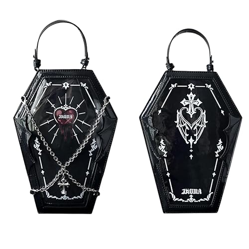 Ita Bag Backpack Gothic Coffin Purses and Handbags for Women Halloween Shoulder Bag with Insert and Chains - Laser Black