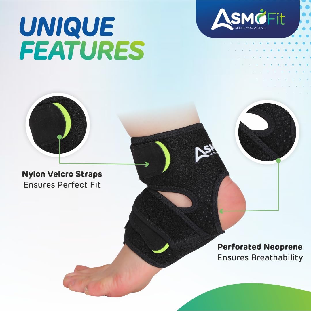 Asmofit Ankle Support Compression Brace for Injuries | Ankle Band For Men & Women, Ankle Protection Guard Helpful In Pain Relief and Recovery | Adjustable Support Brace for Foot Care & Foot Swelling - Image 4 thumbnail
