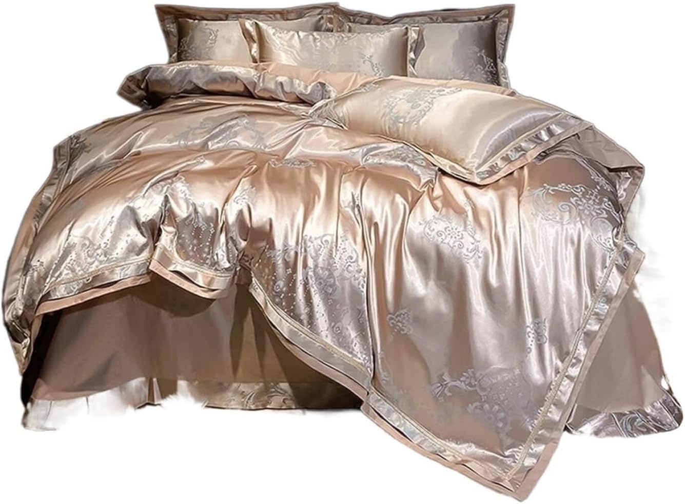 Bed Set Bedding Set Four-Piece Cotton Home Bed Sheet Bed Cover Soft Satin 4 Piece Bedding Linen(B,1.8/2m Bed) (D 1.8/2m Bed)