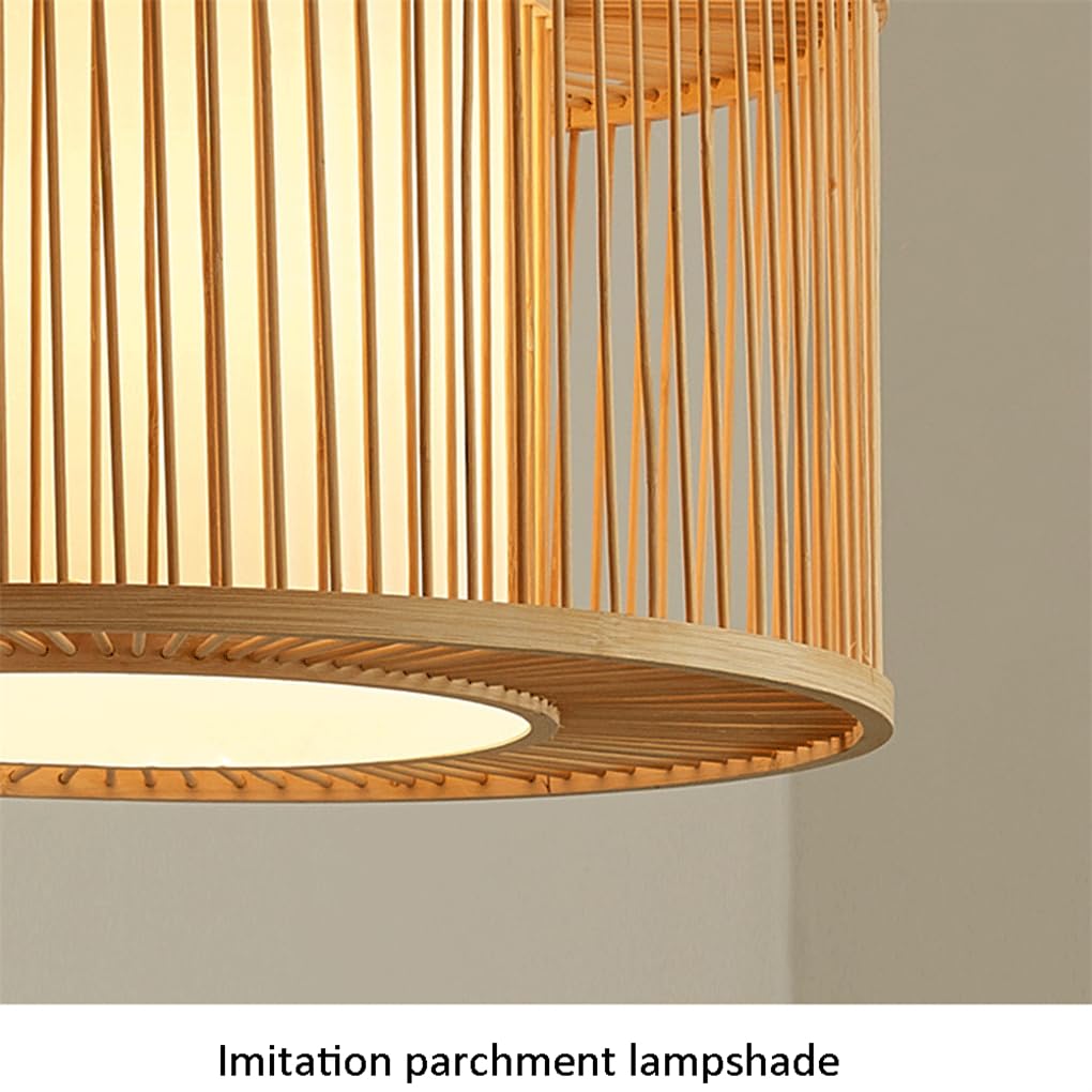 Drewniana lampa wisząca z 1 światłem Minimalistyczna lampa wisząca z bambusową ramą nordycka lampa dekoracyjna do pokoju lampa sufitowa do jadalni