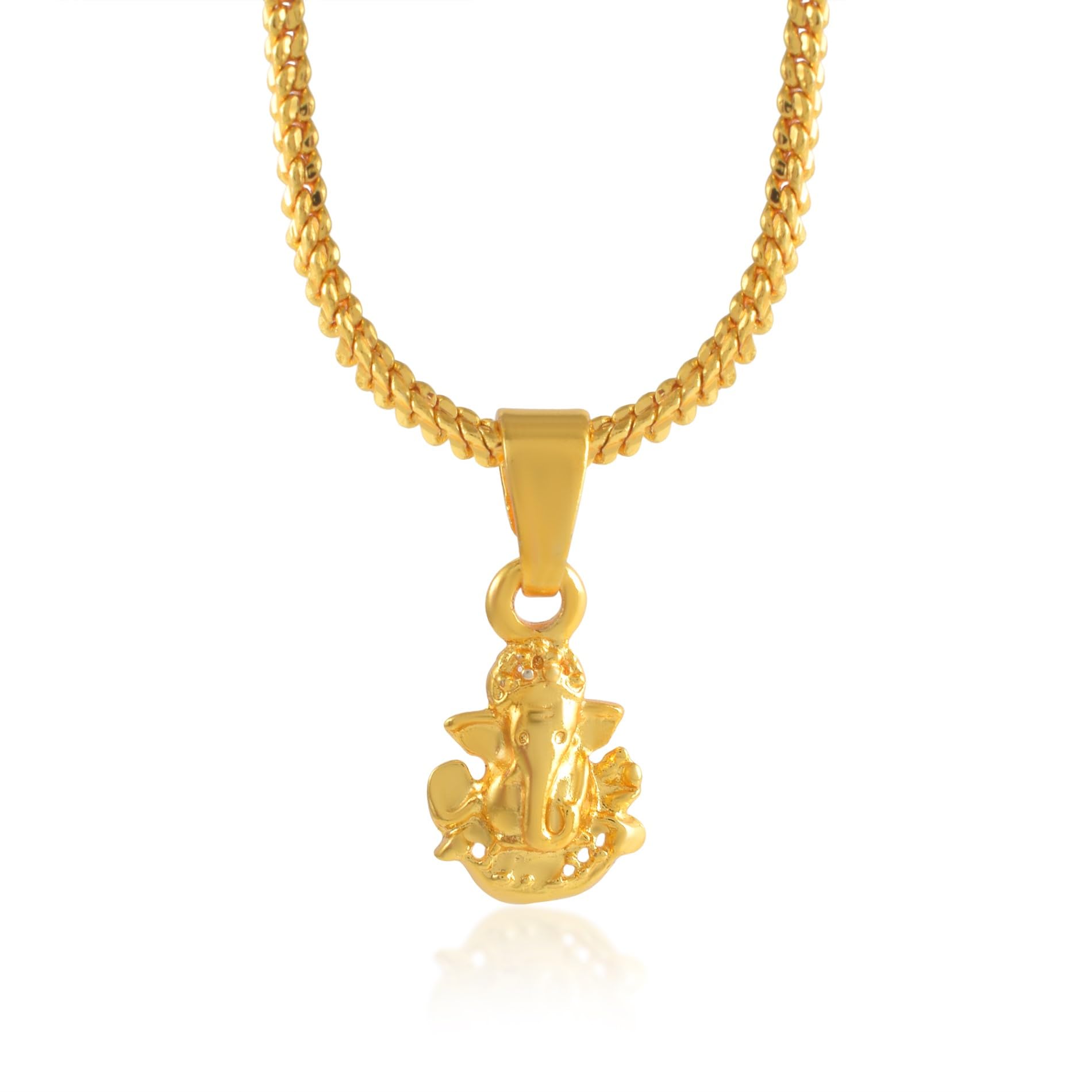1 gm Micro Gold plated Brass Chain Pendant locket Necklace Ganesh ganapti ganpati bappa for Men,women(ACPC0183A)