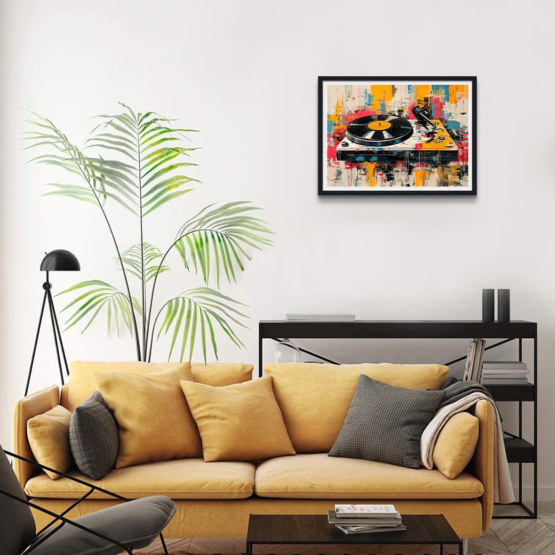 Novatique Tela incorniciata, decorazione da parete musicale, decorazione da parete in vinile, album musicale, decorazione da parete retrò, pronta da appendere, per camera da letto e ufficio, 30,5 x