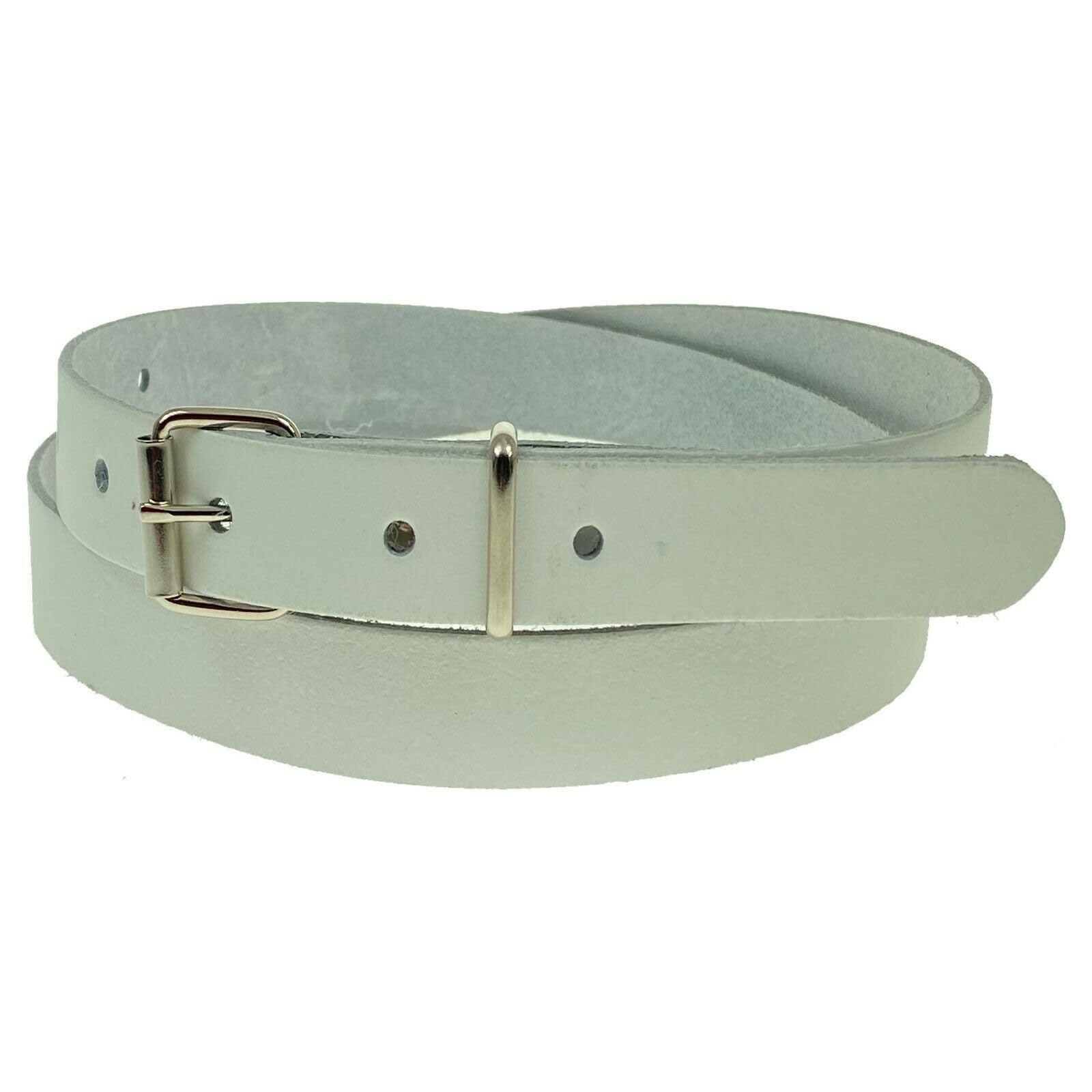 BULLET 69 LADIES WOMEN'S 20MM THIN SKINNY 100% LEATHER WAIST BELT[White,Medium 32"-36"]