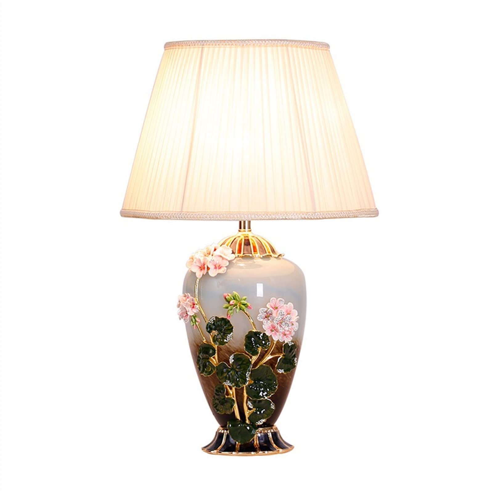 KVLDEC Table Lamp 24.4 Inch Classical Enamel Color Craft Bedside Lamp Indoor Ceramic Decorative Table Lamp Living Room Office Desk Lamp Romantic Desk lamp