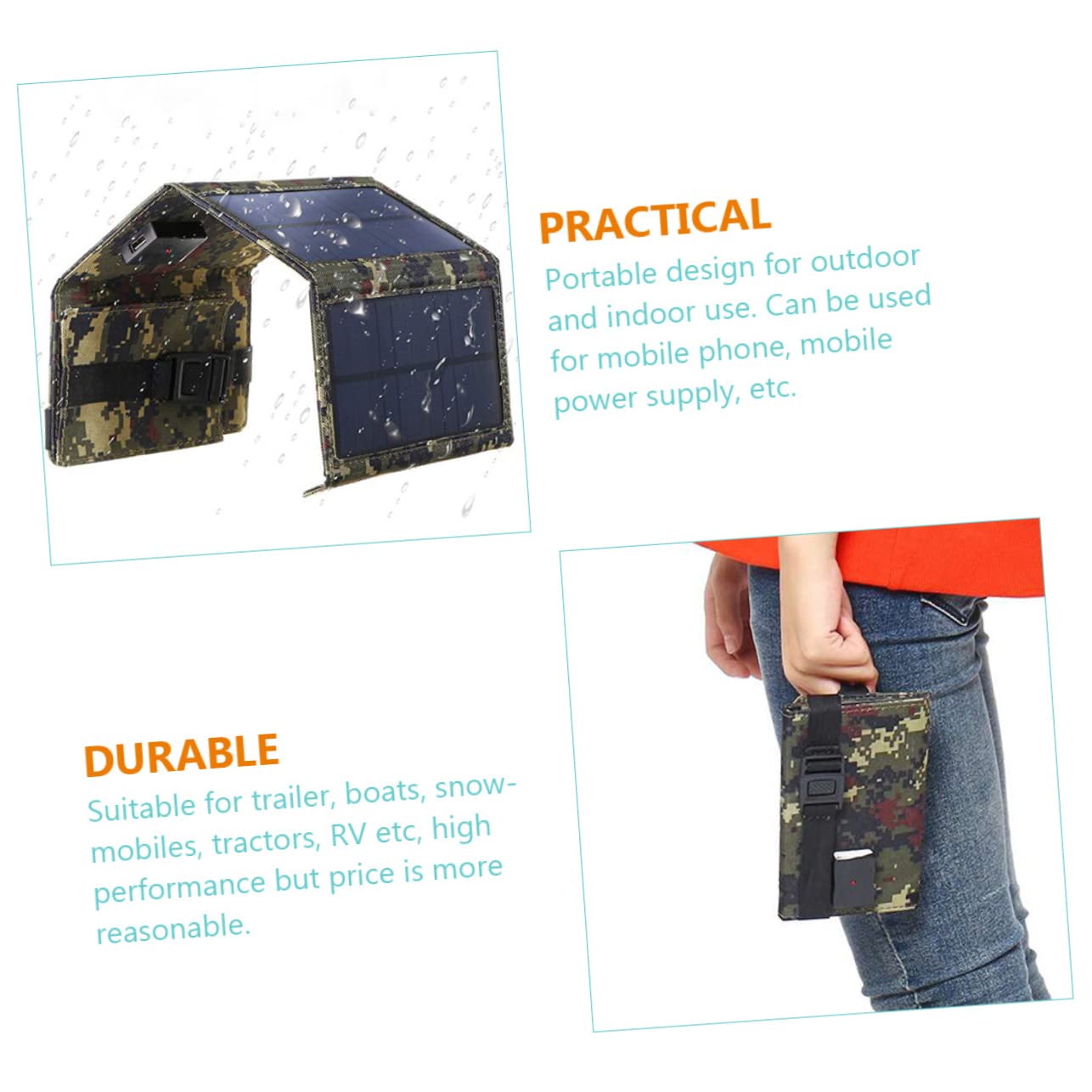 Cargador Solar Portátil Resistente al Agua con Panel Plegable USB para Móviles Tabletas y Dispositivos al Aire para Camping y Emergencias