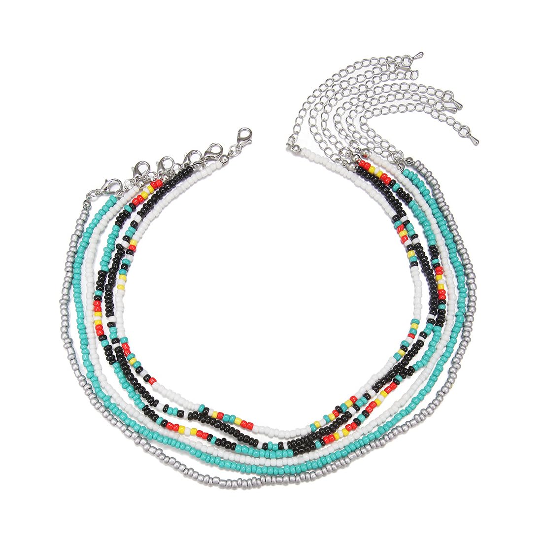 AOEVUIR 6 Pcs Collares con Cuentas de Colores Beach Collares con Cuentas Pulseras para Mujeres Niñas Joyería