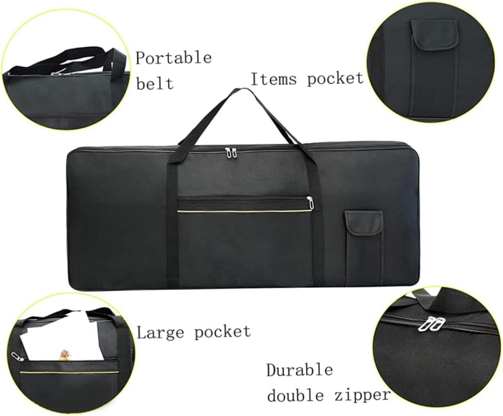 Générique Borsa Tastiera 76 Chiave Portatile Portatile Elettronica Pianoforte Riempito Tastiera di Trasporto Bagure di Stoccaggio Borsa 120x40x15cm