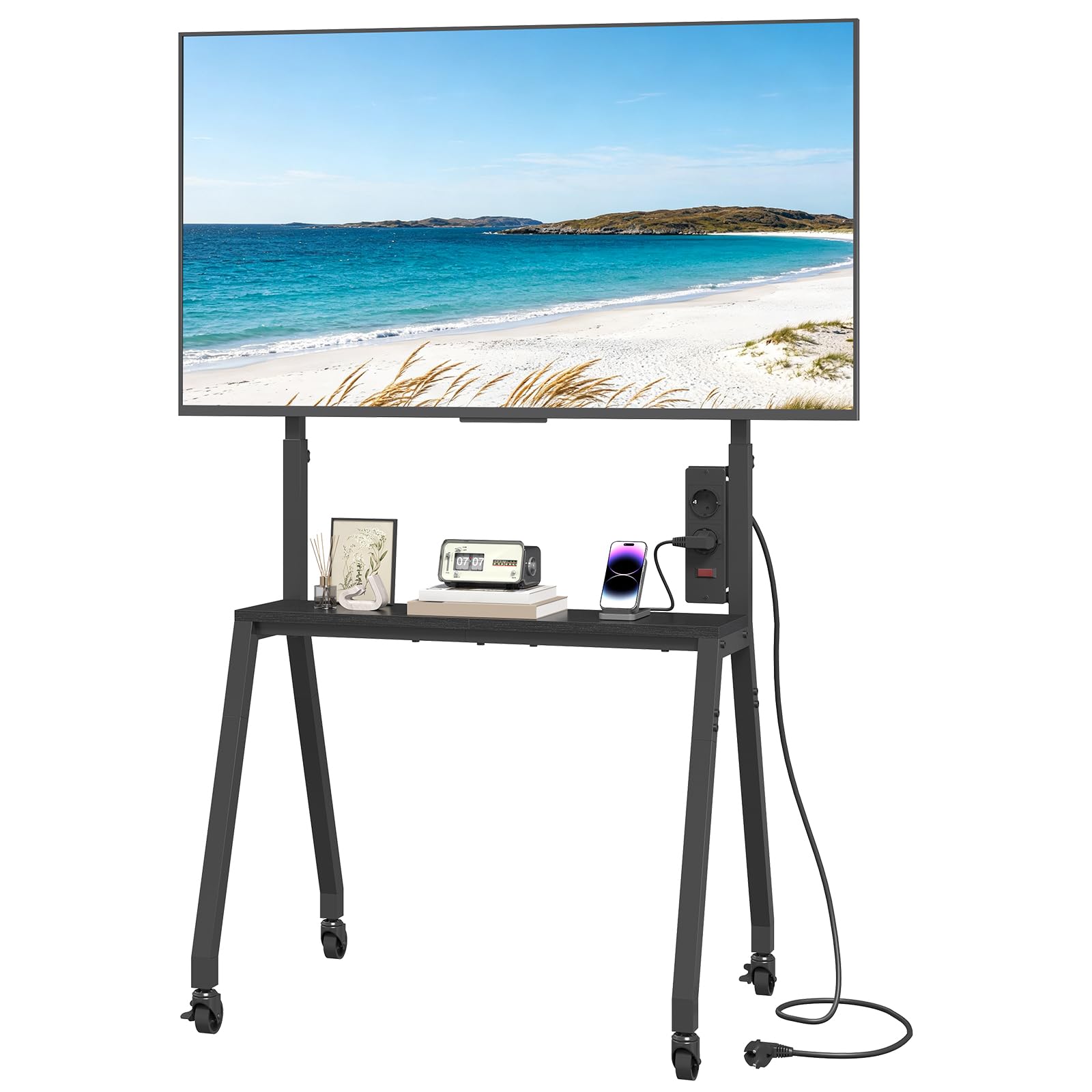 MAHANCRIS TV Ständer mit Rollen für 32-55 Zoll Fernseher, höhenverstellbar