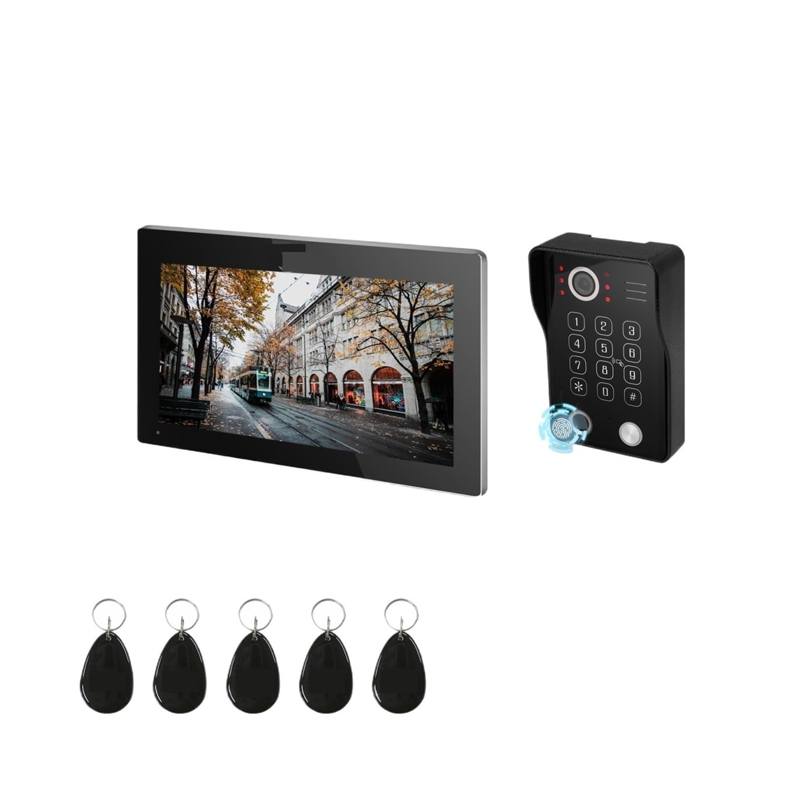 HVSYVVSRL Video Intercom 7/10 Inch Doorphone Touch Screen With Wired Doorbell 1080P 148° APP Password Fingerprint Card Swipe Monitor Two Way Audio(7inch 94218B)