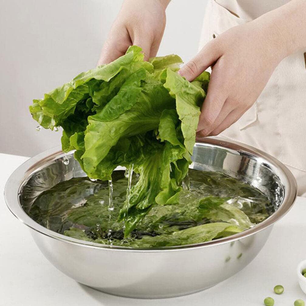 CALLARON Zuppiera Ciotola In Metallo Bacinella In Acciaio Inox Ciotola Per Lavare Le Verdure Ciotola Per Mescolare Insalatiera Piatto Vasca Lavabo Vasca Fruttiera Per Cucina Domestica L