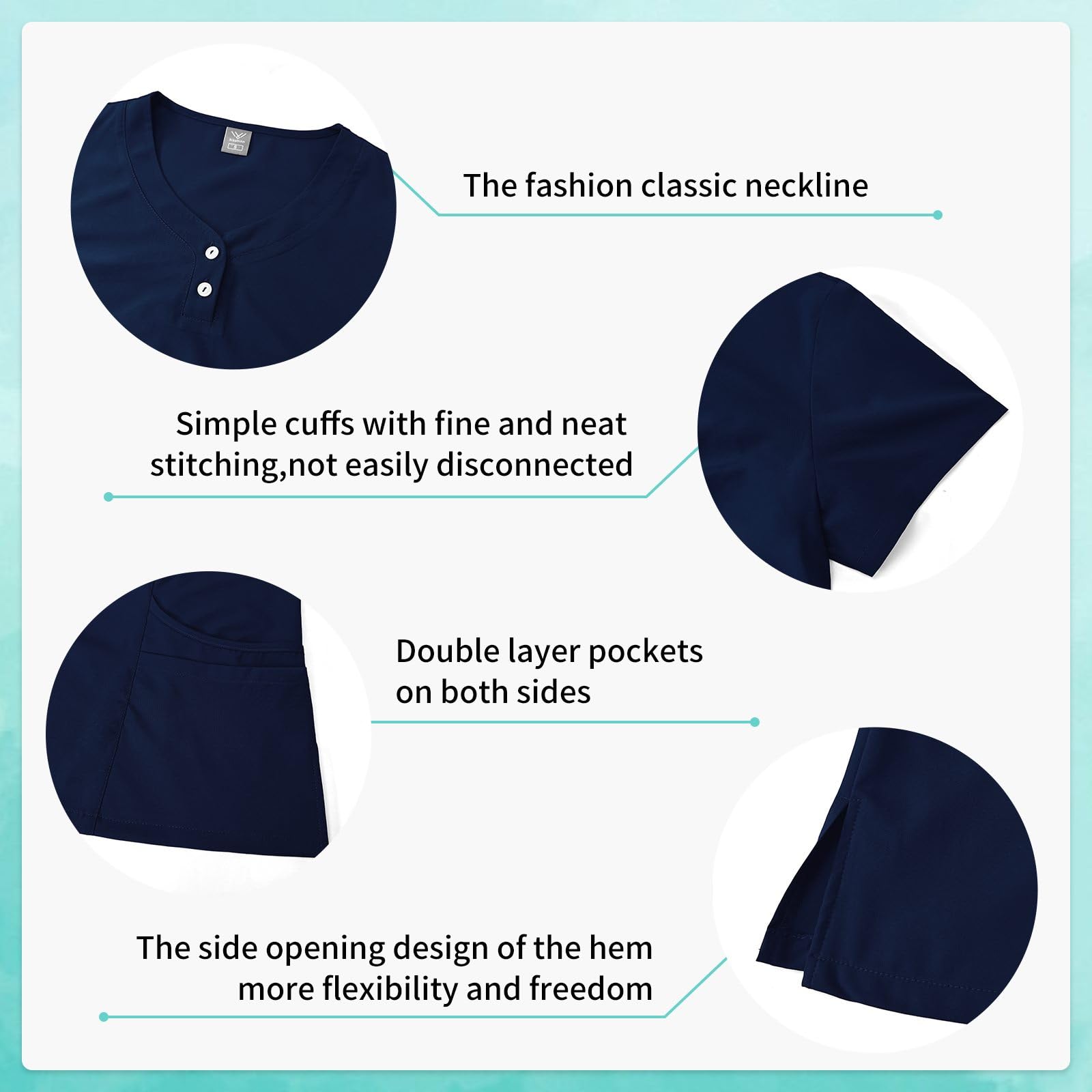VIAOLI Women's Scrubs Set-Stretchy V-Neck Top and Drawstring Jogger Scrub Pant,Nursing Uniforms and 10 Colors (Navy Blue,2XL)