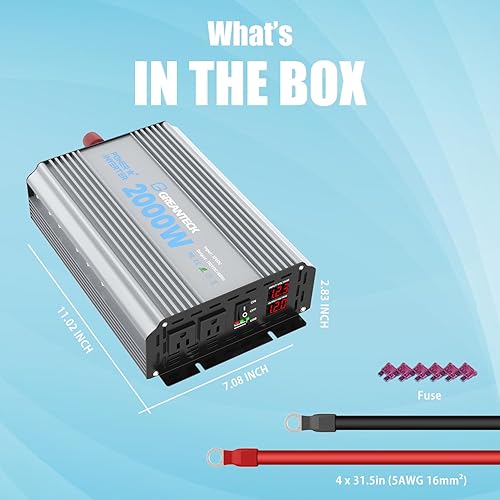 Miniatura 4 de Inversor de corriente de 500 vatios, convertidor de onda sinusoidal modificada de 12 V CC a 110 V 120 V CA, inversor de onda sinusoidal modificada