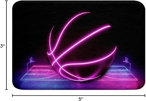 Miniatura 3 de Tapete de baño de baloncesto brillante para niños y niñas, para cancha de baloncesto con degradado neón, antideslizante, absorbente, alfombra de