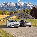 20x20 FT Heavy Duty Metal Carport, Galvanized Steel Roof Car Canopy Garage Shelter with Reinforced Frame, Outdoor Hardtop Car Port for Pickup Truck, SUV, Motorcycle, Boat, All Weather Protection