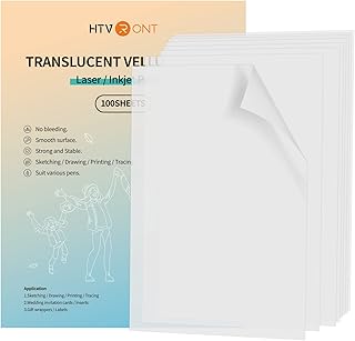 HTVRONT 100 Sheets Vellum Paper—Translucent Printable Tracing Paper for Drawing, Invitations, Printing, Sketching 8.5 X 11