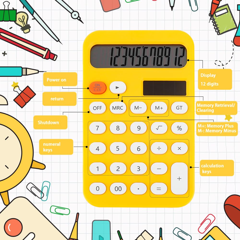 Taschenrechner Taschenrechner Taschenrechner klein Mini Taschenrechner für Schulbedarf 4 Funktionen Taschenrechner Niedlich Schulbedarf für Mädchen Einfacher Taschenrechner Finanzrechner Solarrechner
