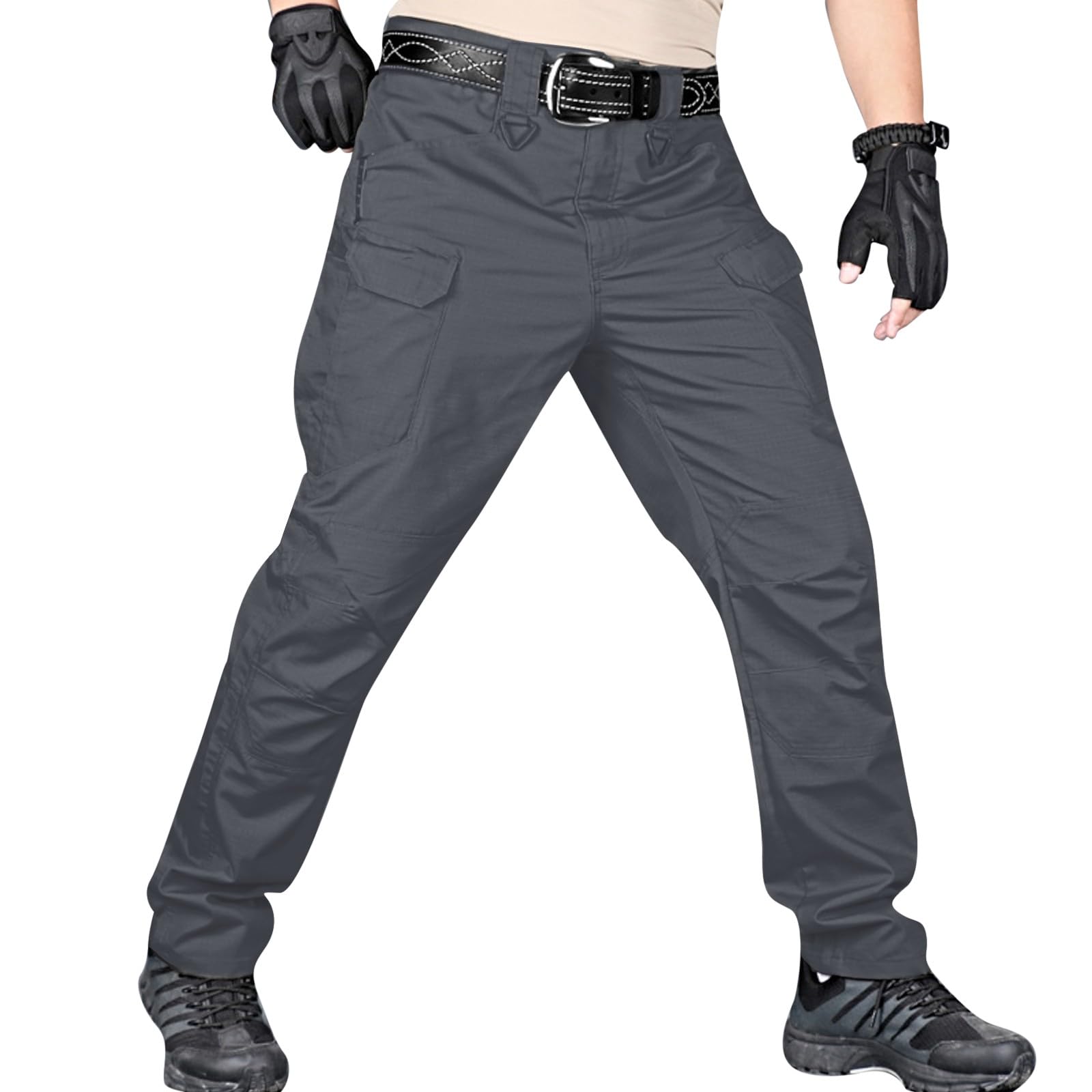 Pantalon Cargo Hommes De Travail Grande Taille Elastique pour Homme avec Ceinture en Tissu Pantalons Moto Jogging Ample Shorts Randonnée Vêtements Loisirs Résistant