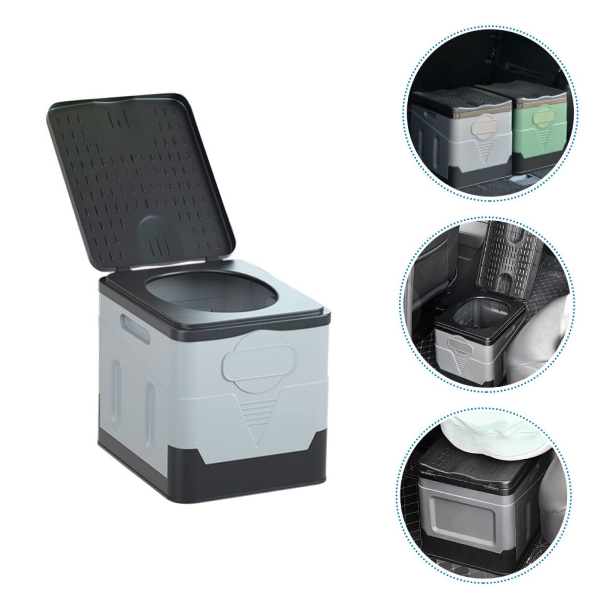 GALPADA Inodoro Caja de Almacenamiento de PP Resistente Portátil Plegable Orinal de Viaje Compacto para Camping y Emergencia