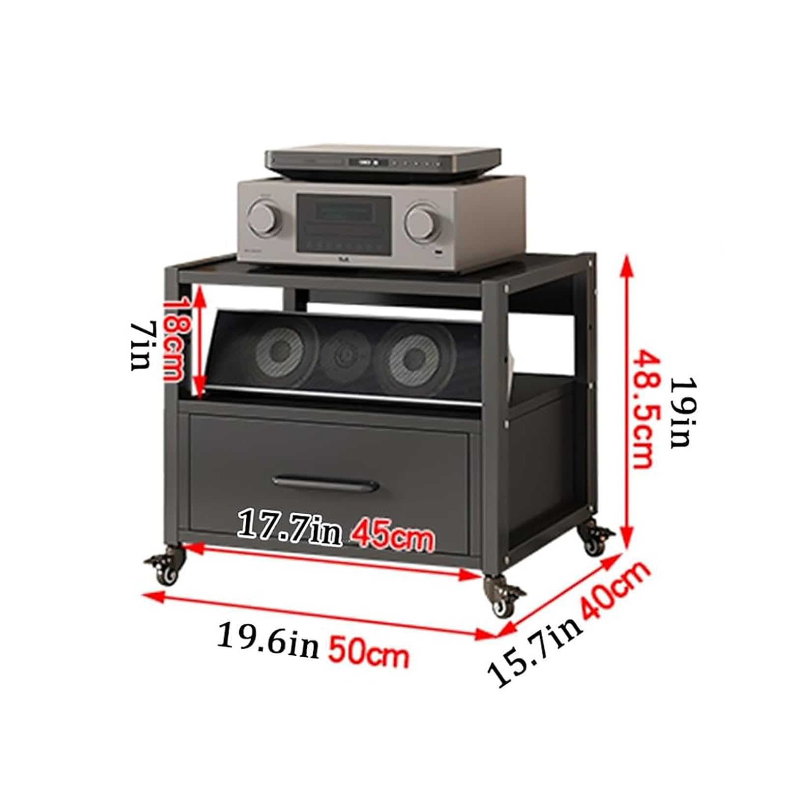 XingLi Movable 2/3/4/5-Tier Media Stand Audio/Video Component Cabinet With Drawer Amplifier Stand, Multi-Functional & Modern AV Cabinet?for Living, Gaming, Recording Room(2 Tier)