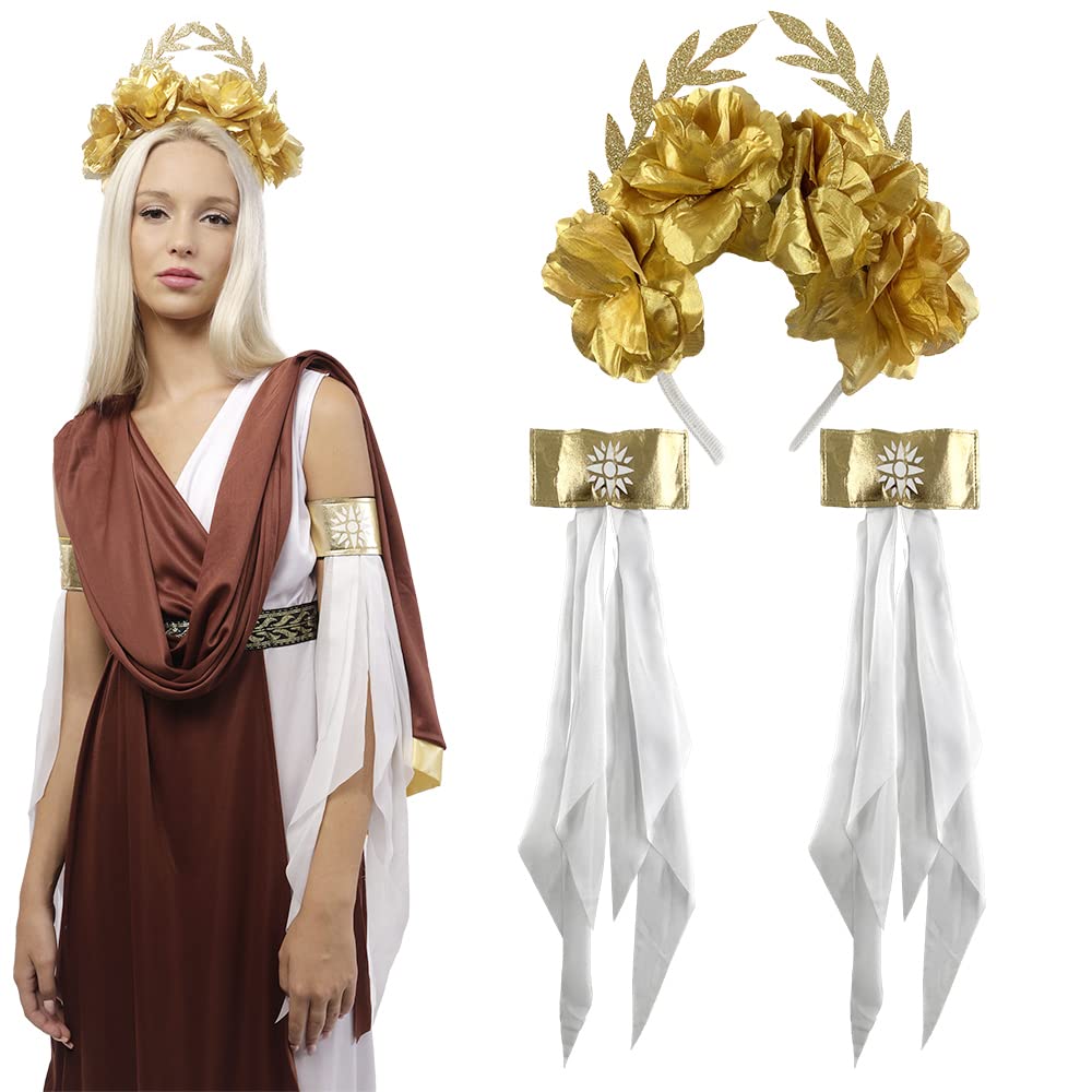 Gold Leaf and Sleeve Headband for Women Greek Jellyfish and Roman Goddess Costume Carnival and Halloween