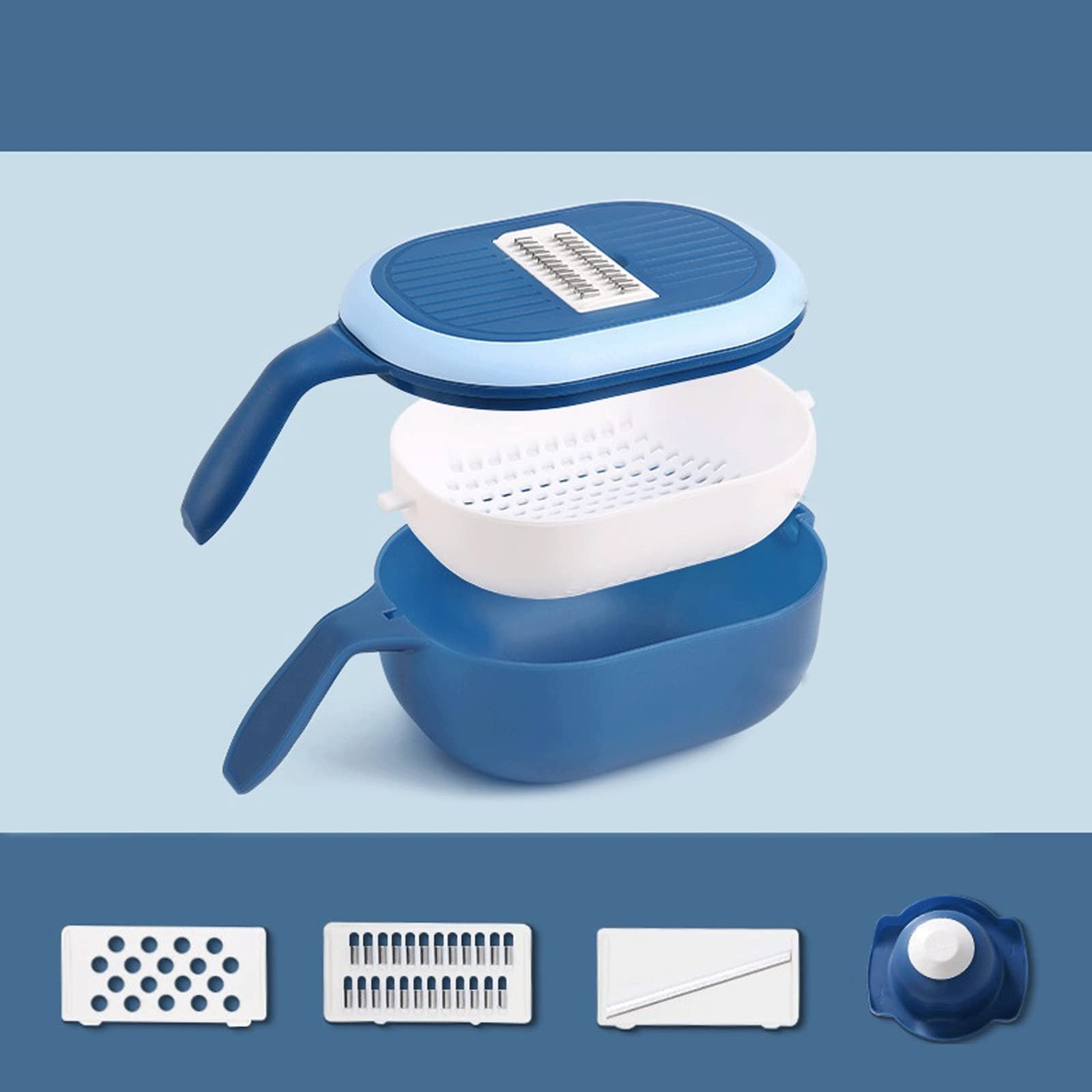 JINGYAN Knoblauchpressen Multifunktionaler Zerhacker Gemüseschneider Obst Slicer-Reiher-Zerkleinerer Ablassen Korb Slicers Gadgets Küchenzubehör