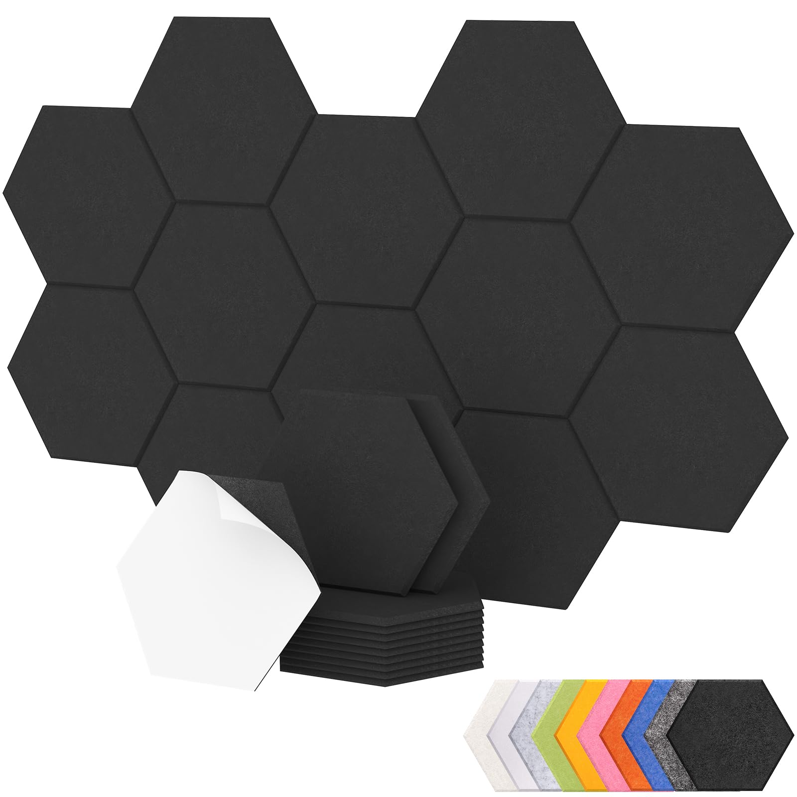 TONOR 12 Pack High Density Hexagon Acoustic Panels for Wall, 12"x 10"x 0.4"