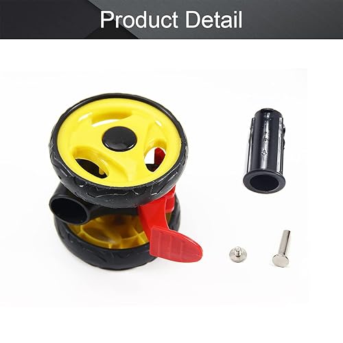 Miniatura 3 de MroMax Juego de ruedas de cochecito de 3.6 pulgadas, rueda de 3.622 in x 0.709 in con freno, para tubos circulares de 0.748 in, repuesto de rueda de