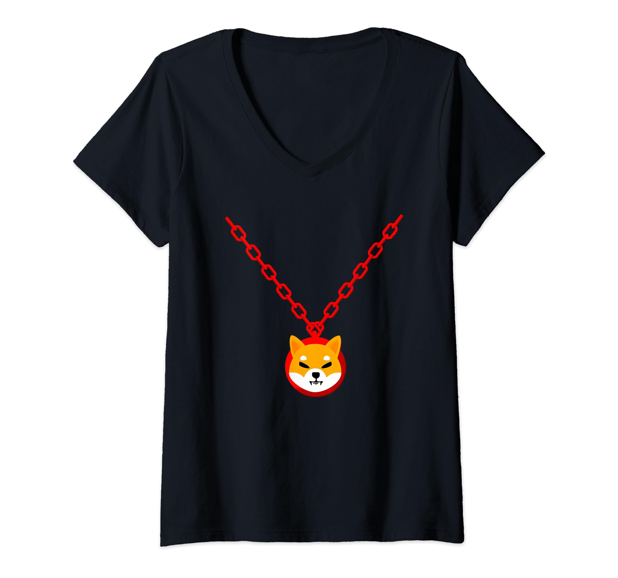 Womens Shiba Inu Coin Blockchain Cryptocurrency Digital Coin HODL V-Neck T-Shirt, Black