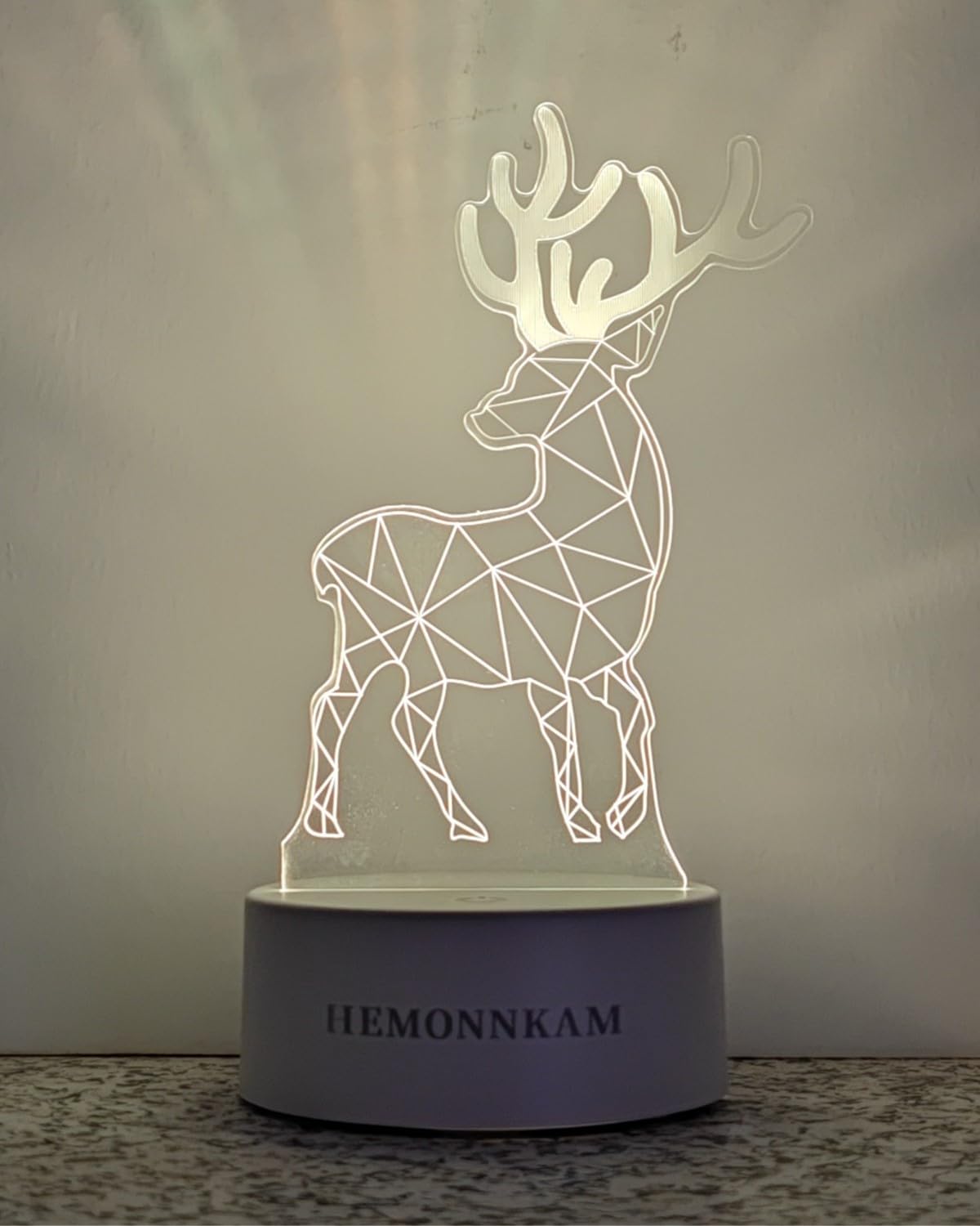 Elk Deer 3D Illusion Night Light, Intelligent Remote Control 16 Colors and 4 Modes, Battery or USB Powered, Decoration and Sleep Light, Creative Illusion Light