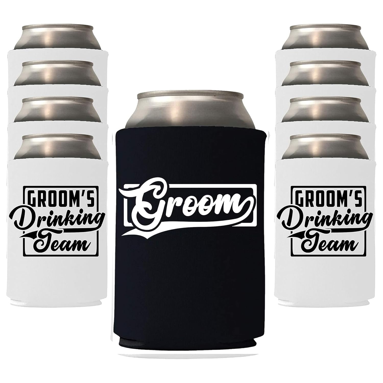 Groom and Groomsmen Can Coolers – Groom’s Drinking Team Beer Can Coolers for Bachelor Party and Wedding Gifts