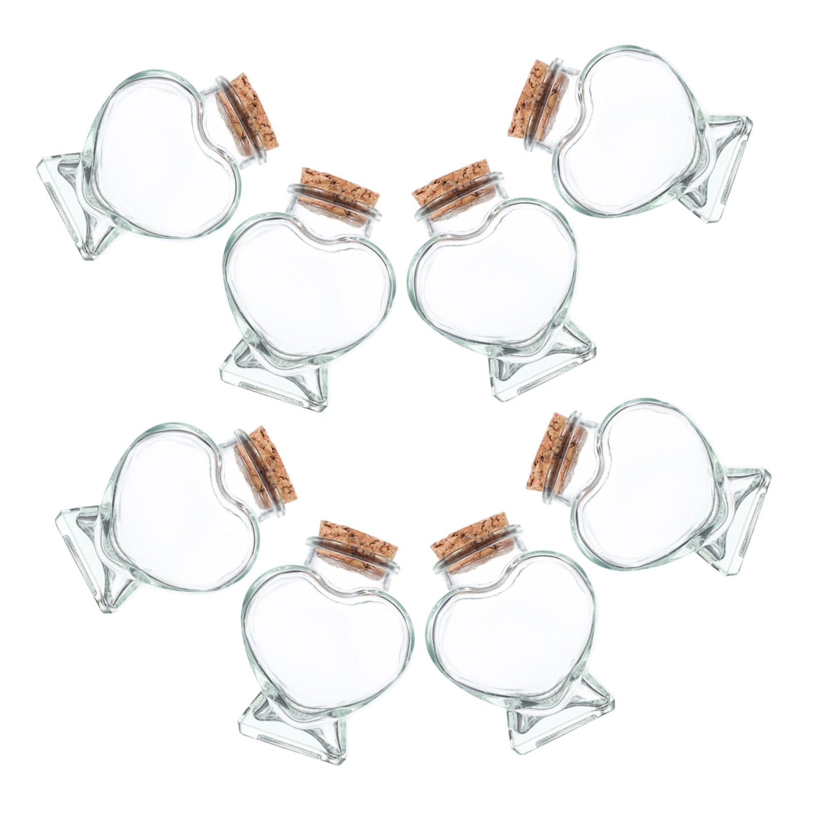 Zerodeko 8 Pezzi Mini Bottiglie in Vetro Forma di Cuore Tappo in Sughero Barattoli Trasparenti Decorativi per Caramelle Messaggi e Progetti Fai da Te