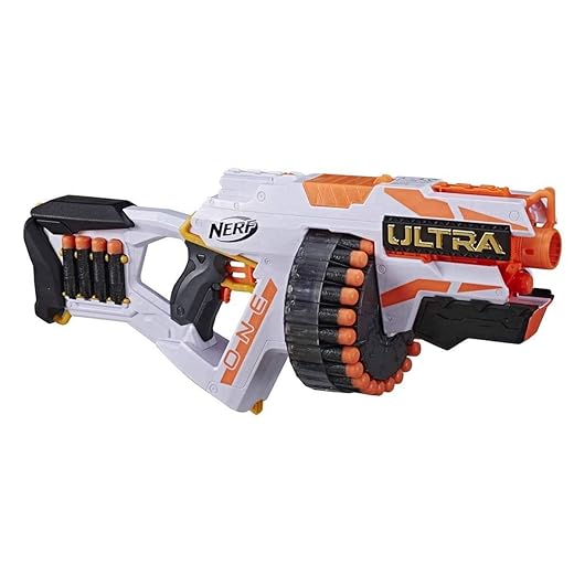 Hasbro E6596Eu4 Nerf Ultra One Motorized Blaster – Weiterentwickeltes Design, Trommelmagazin Mit Hoher Kapazität, 25 Nerf Ultra Darts Mit Der Höchsten Reichweite Aller Zeiten