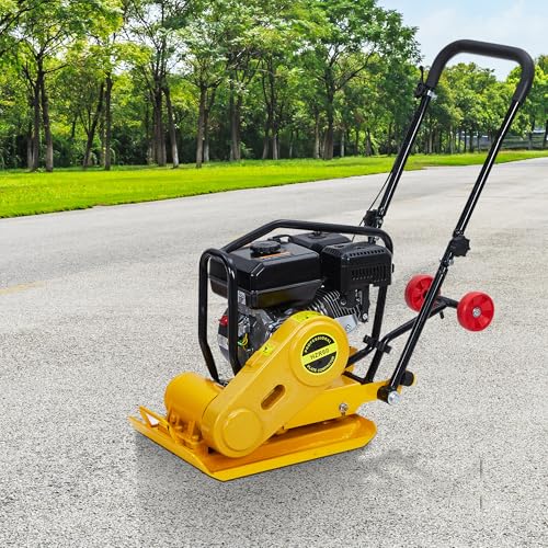 7HP Plate Compactor, 212CC Gas Engine, 4200 lbs Vibratory Compaction Tamper, Plate Power Jumping Jack Tamper, 5600 VPM Pavement Compactor for Walkways, Asphalts, Paver Landscaping