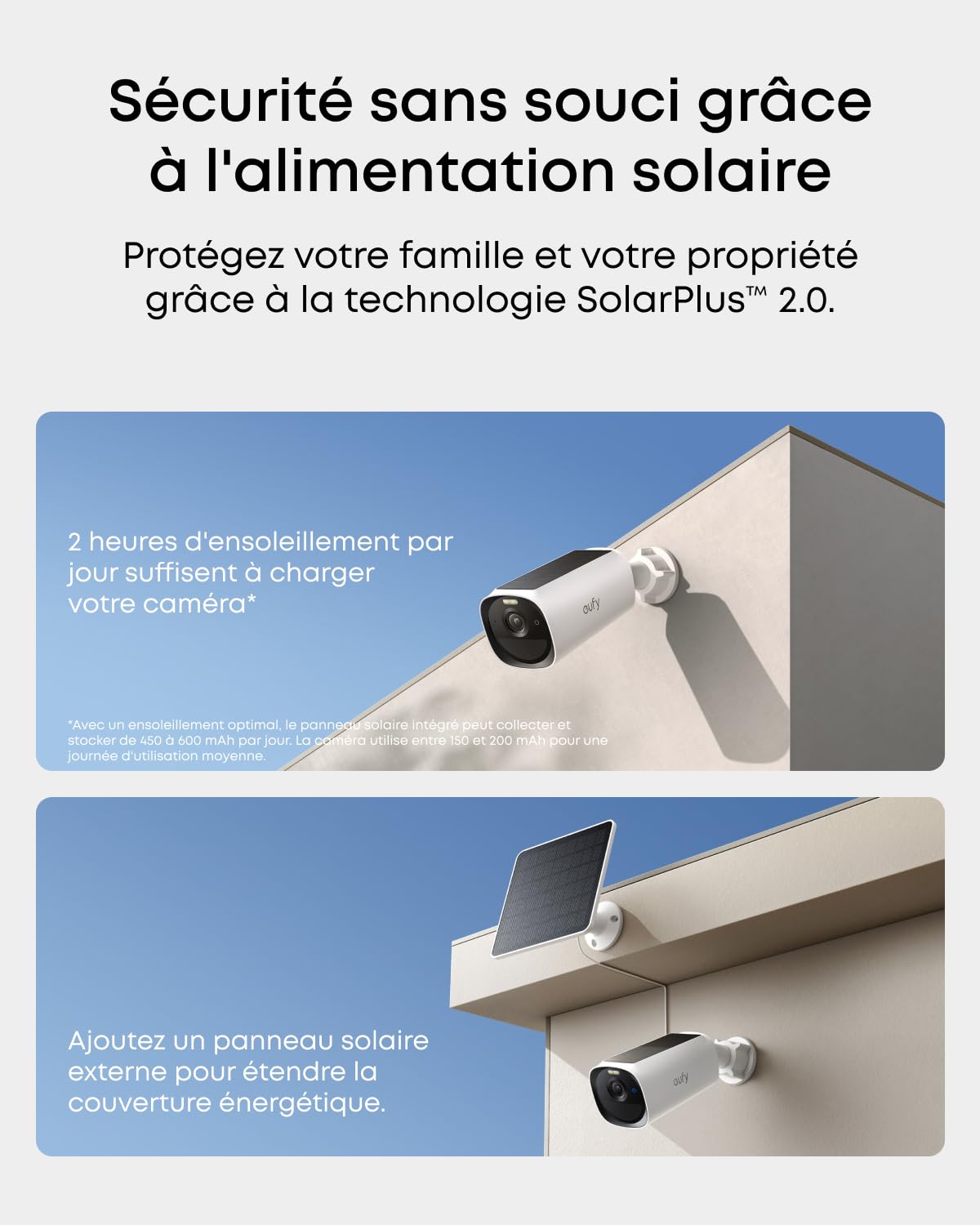 eufy Security eufyCam E40,caméras de sécurité solaires sans Fil pour l’extérieur, 2K avec Panneau Solaire intégré, Vision Nocturne MaxColor,mémoire Extensible, sans Frais d'abonnement mensue