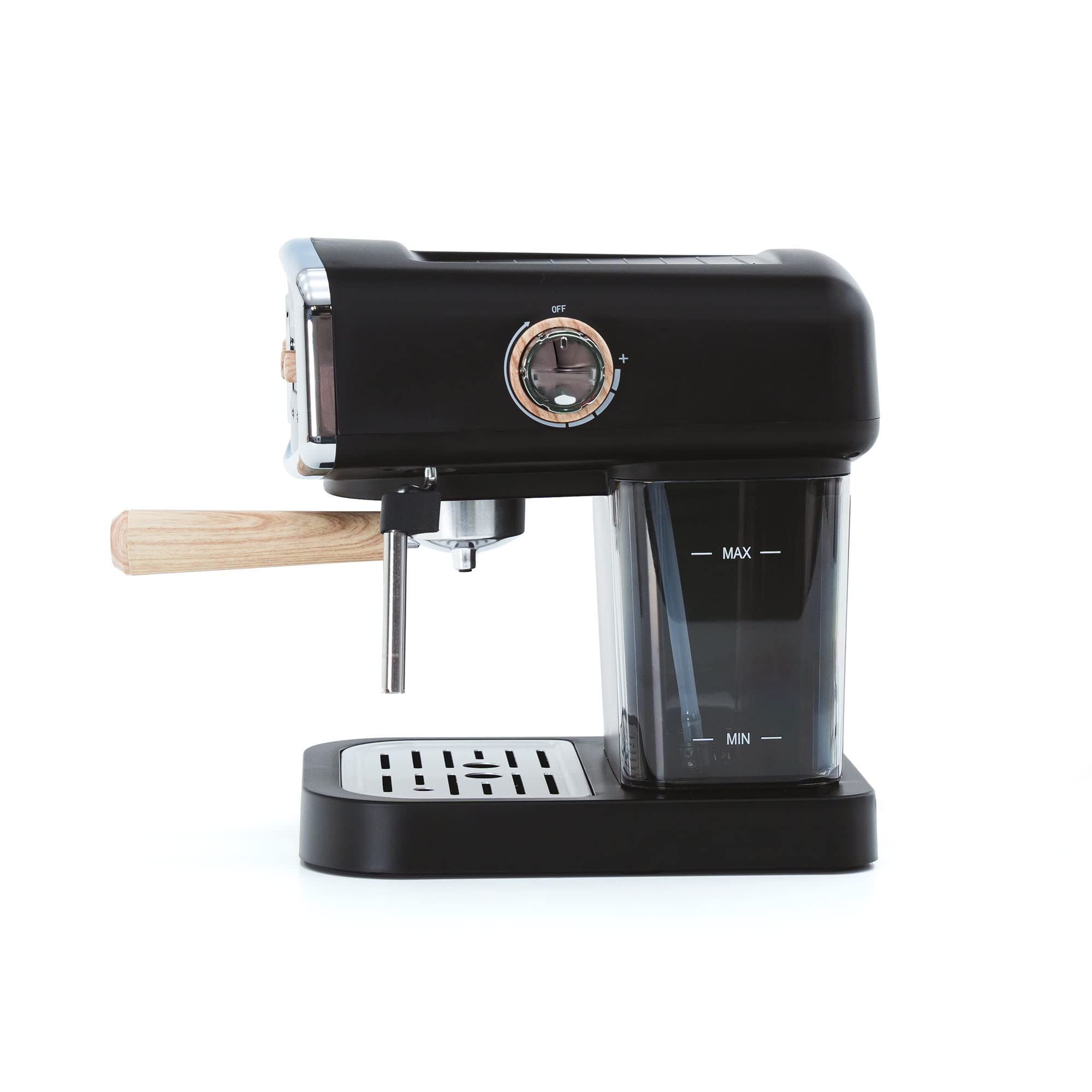 Kai - Cafetera espresso semiautomática de 1050 W, capacidad de 15 bares para 5 tazas de café con evaporador, color negro mate