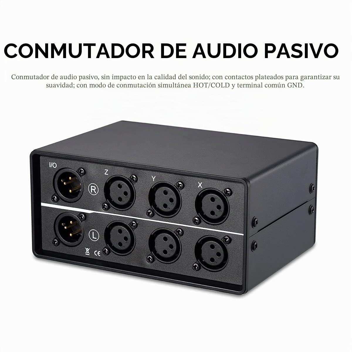 Nobsound Interruptor de Audio XLR 3 en 1, convertidor de Audio equilibrado, conmutador selector de Audio pasivo estéreo de 3 vías (MC103 Pro 3 Pulgadas)