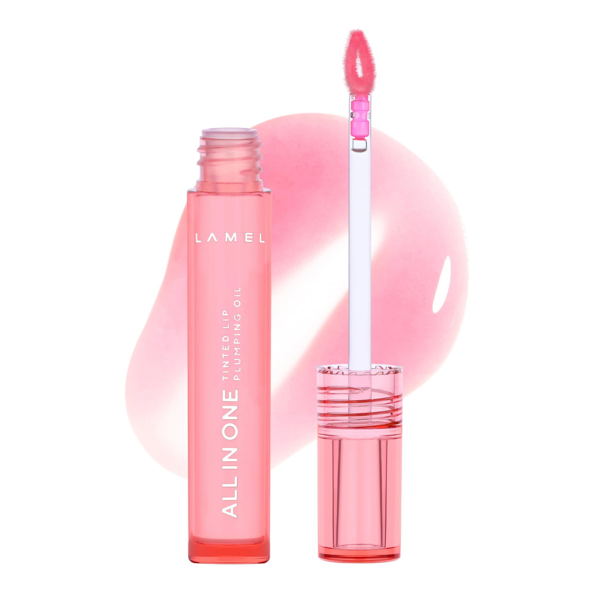 All-in-One Lip Oil - Lightweight, Tinted, Plumping, Hydrating Lip Gloss - Lip Balm for Day & Night Use, Long-Lasting Lip Stain, Lip Glow Oil, No-Sticky Gloss, Lip Plumper Tint - Peachy β401
