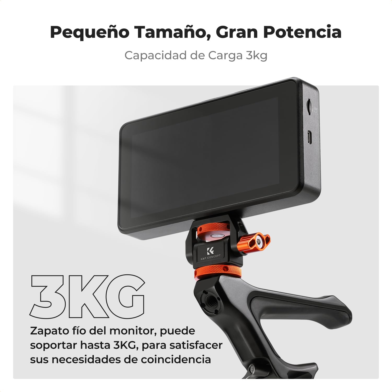 K&F CONCEPT Soporte para Monitor de Cámara con Adaptador de Cold Shoe y 1/4" Tornillo, Monitor Mount Ajustable con Giro de 360° e Inclinación de 180°, Carga Máxima 3KG